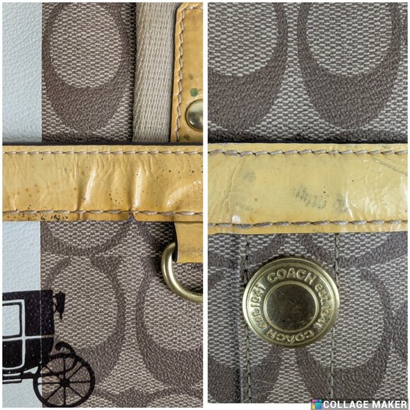 Vintage Coach Heritage Stripe Tattersall Signature Brown/Beige Handbag - Picture 14 of 16